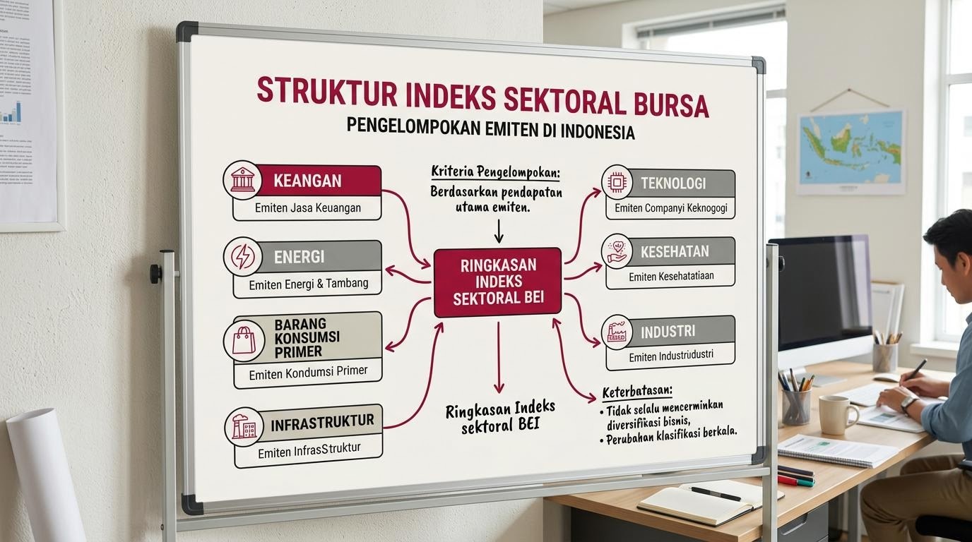 Diagram pembagian sektor pasar tercetak di papan editorial